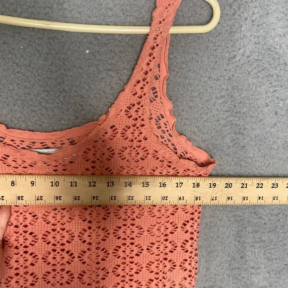 Free people beach womens crotchet crop tank peach beach coastal summer Large - Picture 9 of 10